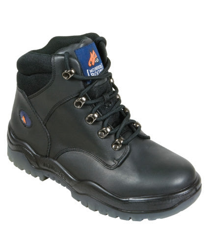 260020-Women's Lace Up Boot with Steel Toe Cap-BLACK