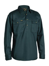 Closed Front Long Sleeve Cotton Drill Shirt