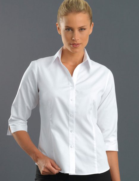 300-Womens 3/4 Sleeve Pinpoint Oxford