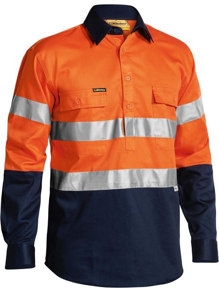 Taped Hi Vis Closed Front Drill Shirt