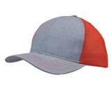 3971-Light Brushed Poly Cotton Marle Cap with Honeycomb Mesh Back