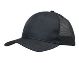 3972-Light Brushed Poly Cotton Marle Cap with Honeycomb Mesh Back