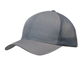 3972-Light Brushed Poly Cotton Marle Cap with Honeycomb Mesh Back