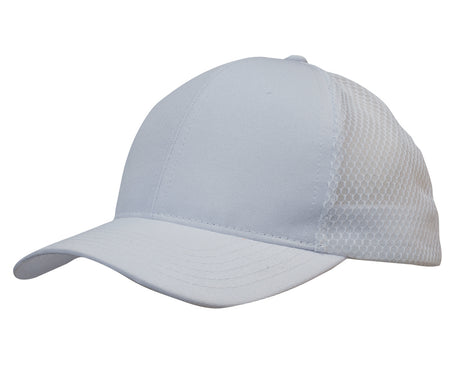 3972-Light Brushed Poly Cotton Marle Cap with Honeycomb Mesh Back
