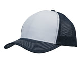 3972-Light Brushed Poly Cotton Marle Cap with Honeycomb Mesh Back