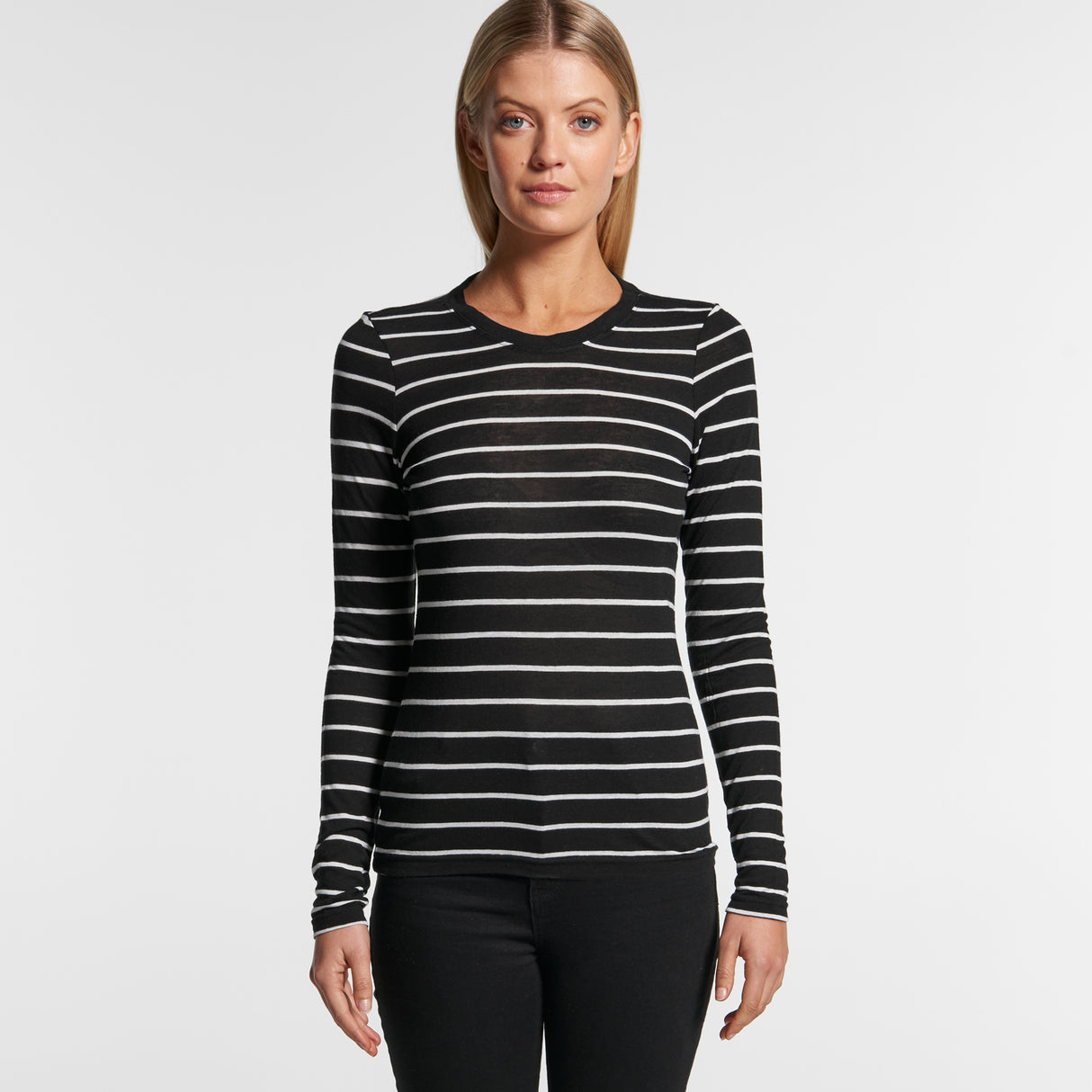 4027-WO'S FINE STRIPE L/S TEE
