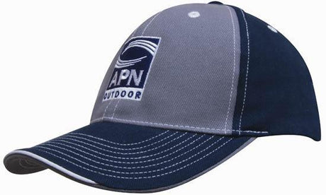 4053-Brushed Heavy Cotton Two Tone Cap with Contrasting Stitching and Open Lip Sandwich