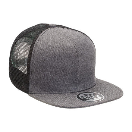 4396-Heathered Flat Peak Trucker