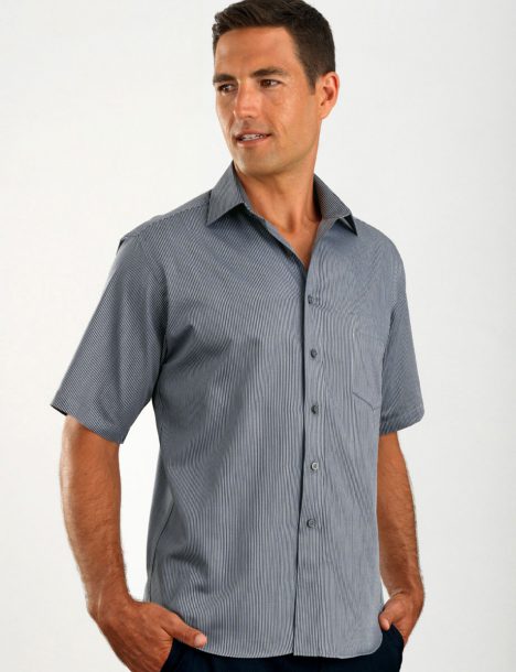 463-Mens Short Sleeve Pin Stripe