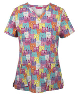 4STP1-Jb'S Ladies Scrub Top Printed