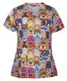 4STP1-Jb'S Ladies Scrub Top Printed