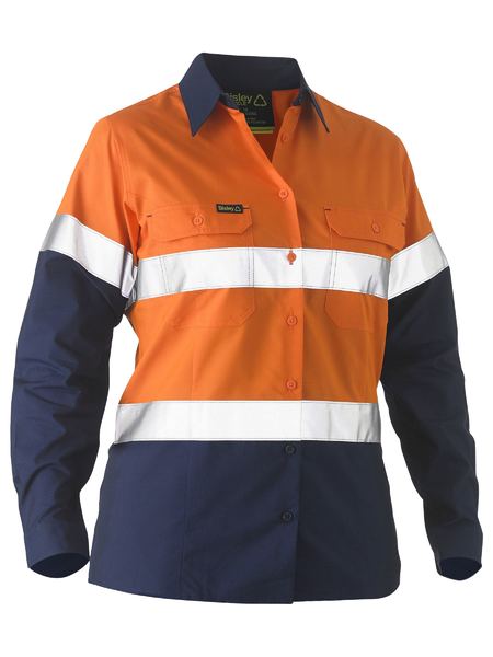 WOMEN’S TAPED 2 TONE HI VIS RECYCLED DRILL SHIRT