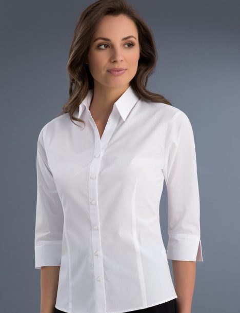 700-Womens Slim Fit 3/4 Sleeve Poplin