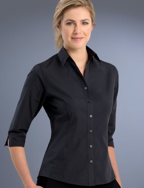 736-Womens Slim Fit 3/4 Sleeve Dark Stripe