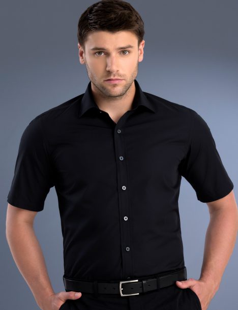 801-Mens Slim Fit Short Sleeve Poplin