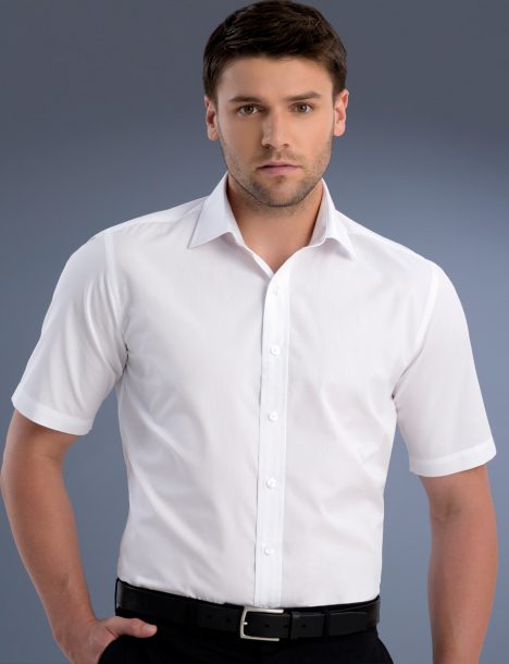 801-Mens Slim Fit Short Sleeve Poplin