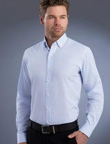 824-Mens Slim Fit Long Sleeve Mini Check