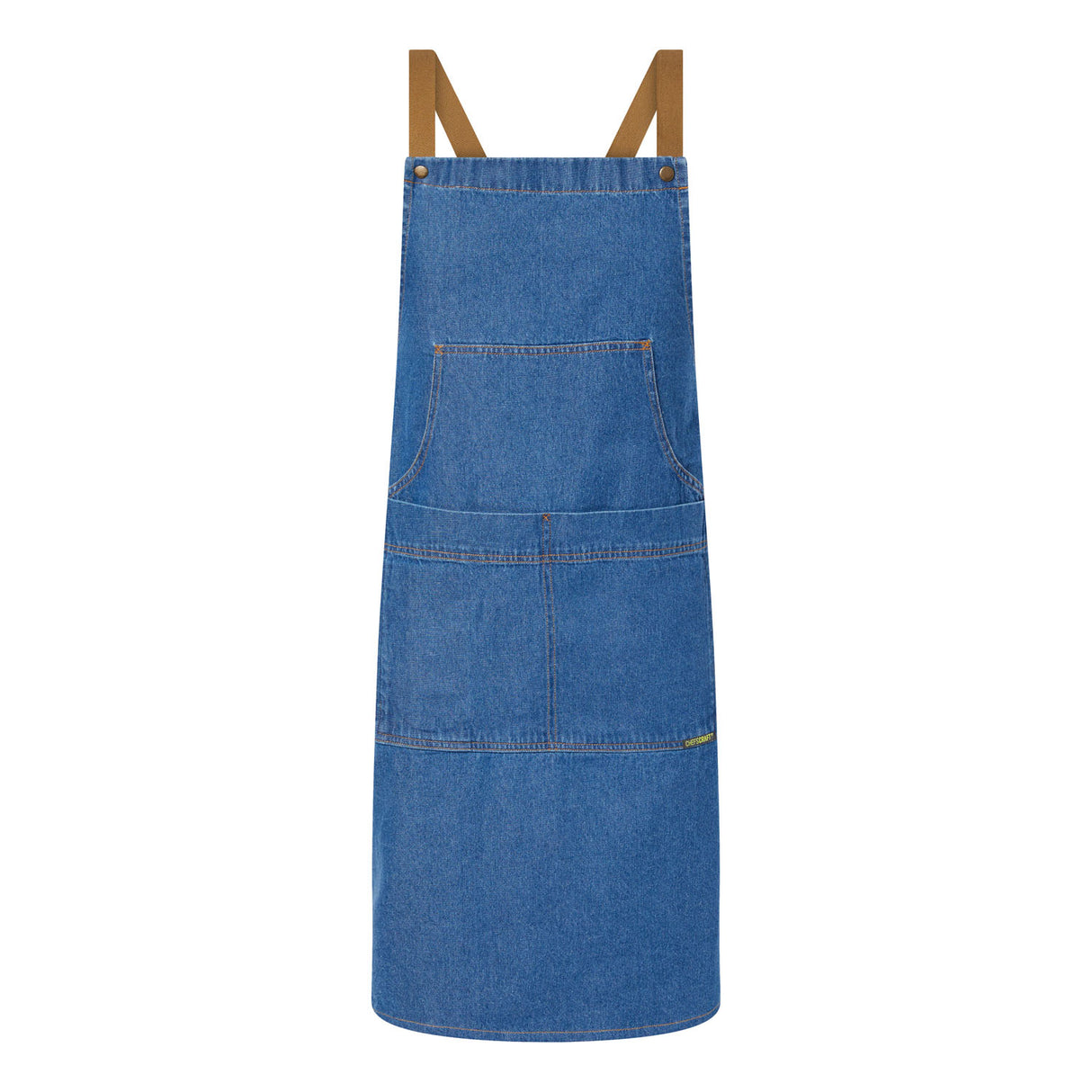 CA033-Denim Bib Apron With Pouch Pkt