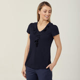 MATT JERSEY CAP SLEEVE RUFFLE NECK T-TOP