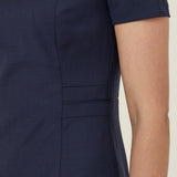 SHARKSKIN SHORT SLEEVE DETAIL DRESS