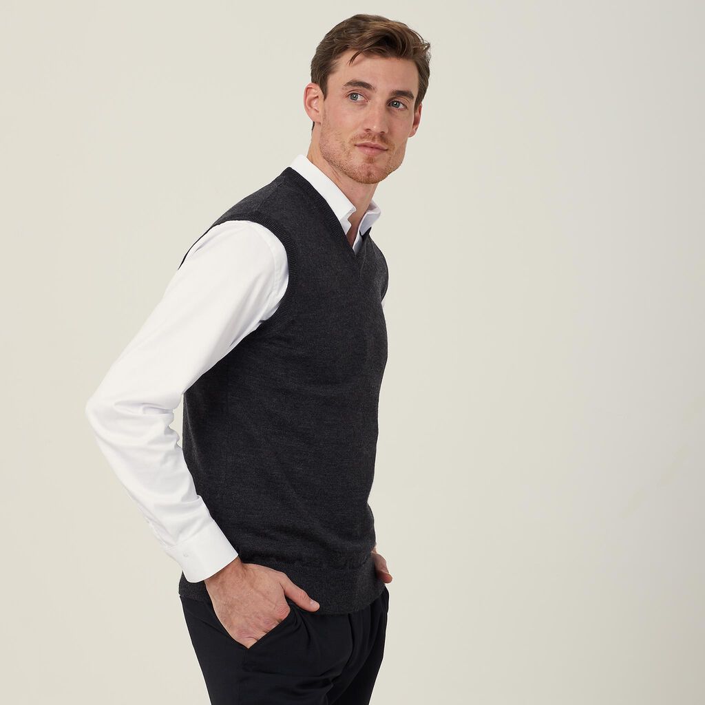 MERINO WOOL V-NECK VEST