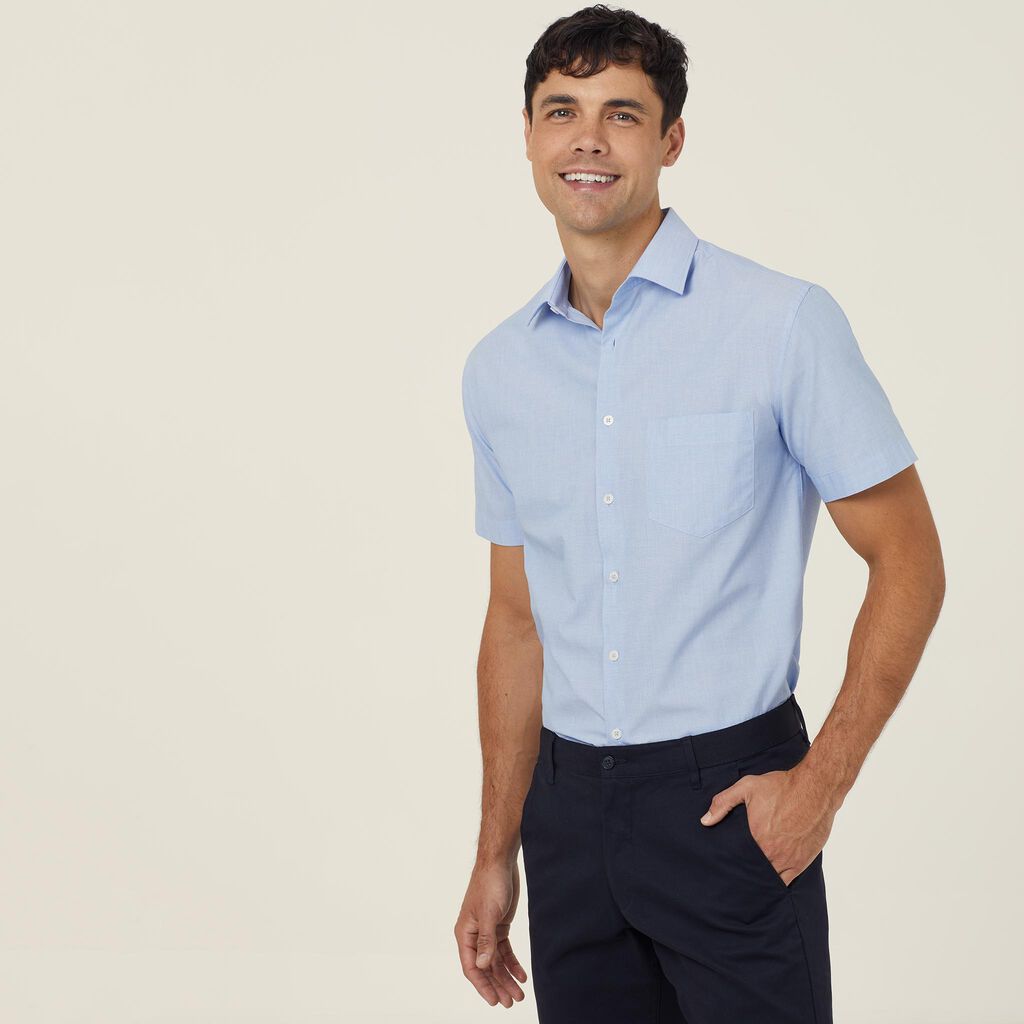 MEN'S POLY COTTON END ON END-SHORT SLEEVE SHIRT