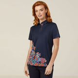 WOMEN'S POLYESTER KNIT WATER DREAMING INDIGENOUS PRINT POLO