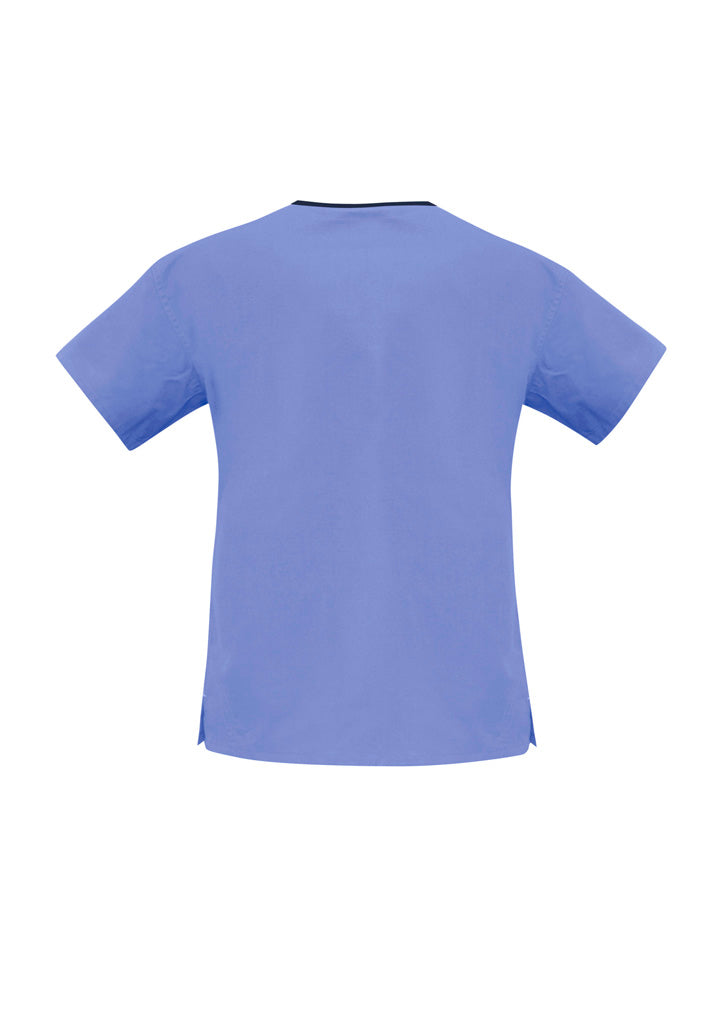 H10722-Ladies Contrast Crossover Scrubs Top