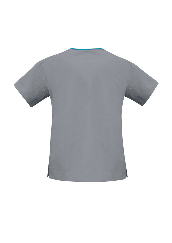 H10722-Ladies Contrast Crossover Scrubs Top