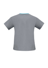 H10722-Ladies Contrast Crossover Scrubs Top
