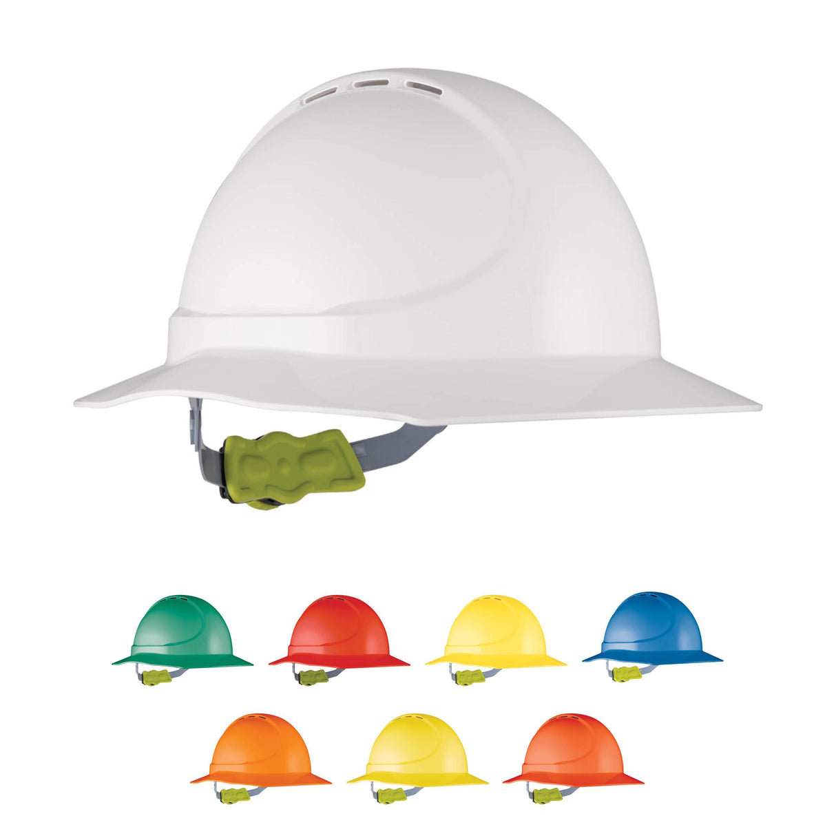 HPFPRGT11-GT11 Type 1 ABS Vented Broad Brim Hard Hat with Ratchet Harness