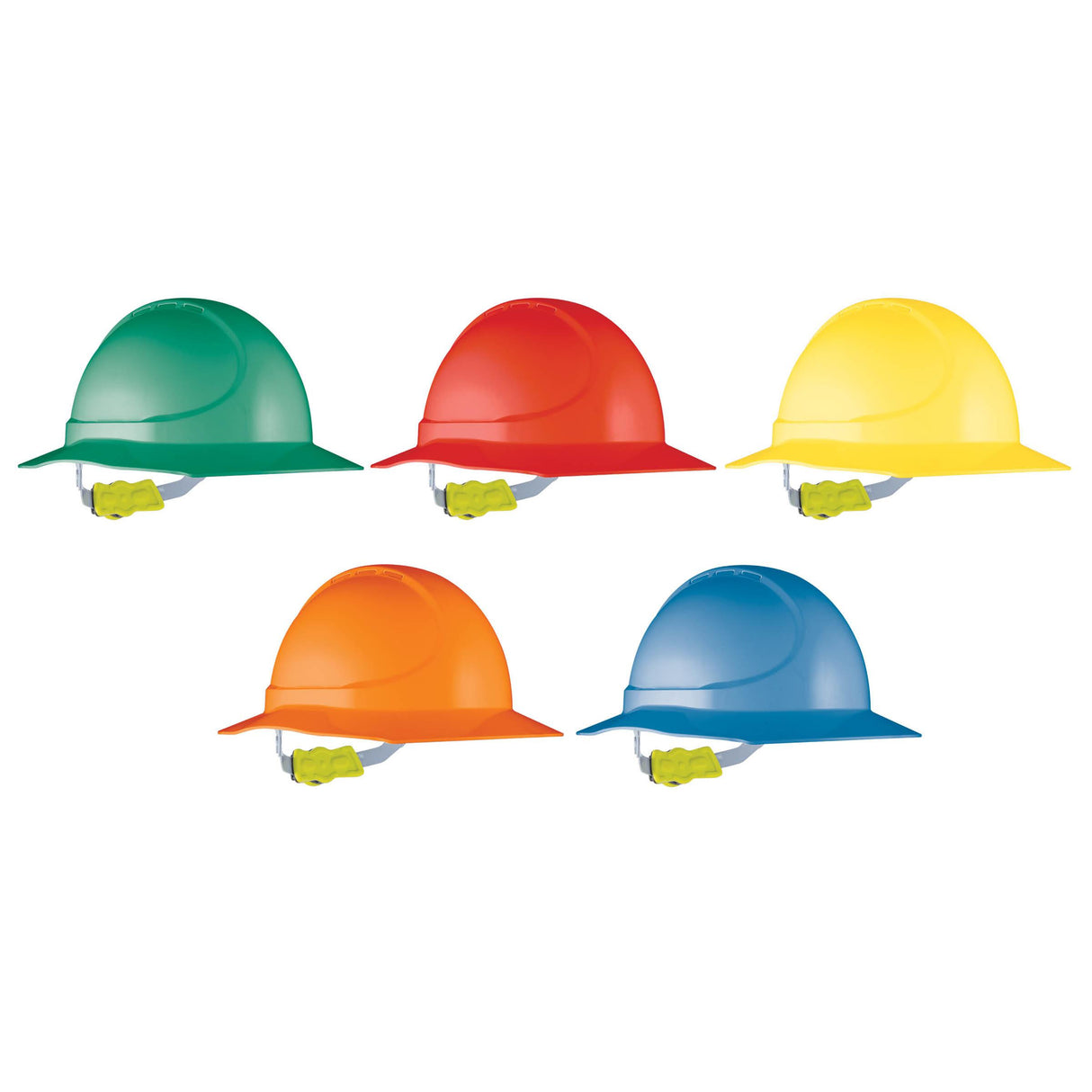 HPFPRGT12K-GT12 Type 1 ABS Non-Vented Broad Brim Hard Hat with Ratchet Harness - Mixed Kit