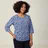 ANTIBACTERIAL PETAL PRINT 3/4 SLEEVE TOP