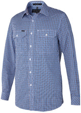 RMPC060-Men's Premium Ultra Fine Cotton, Yarn Dyed Check, Front Flap Dual Pocket, Classic Fit, Long Sleeve Shirt