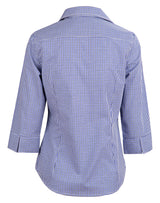 M8320Q Ladies' Multi-Tone Check 3/4 Sleeve Shirt