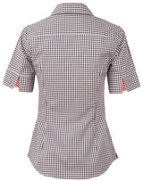 M8330S Ladies' Gingham Check Short Sleeve Shirt