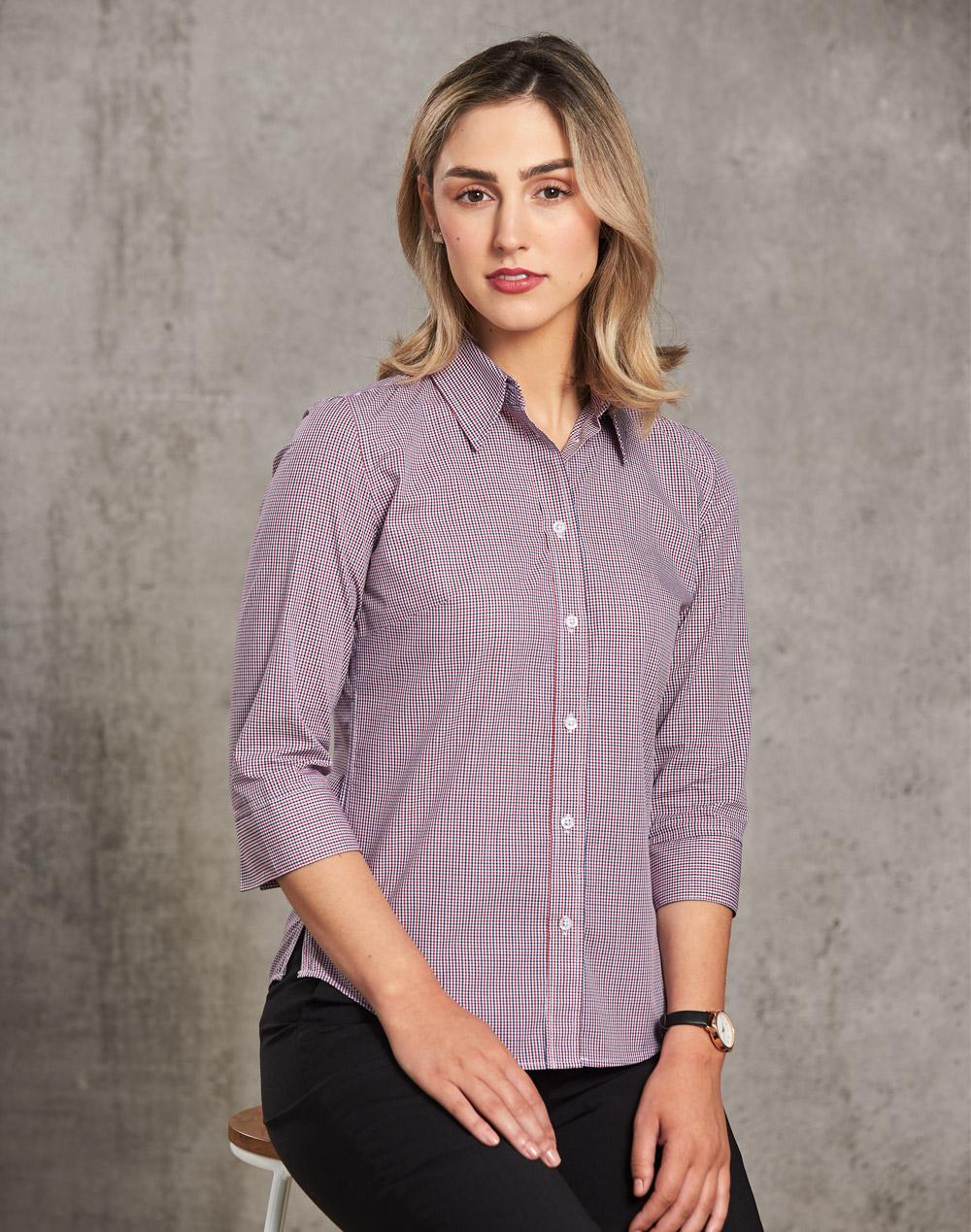 M8340Q Ladies' two tone Mini Gingham 3/4