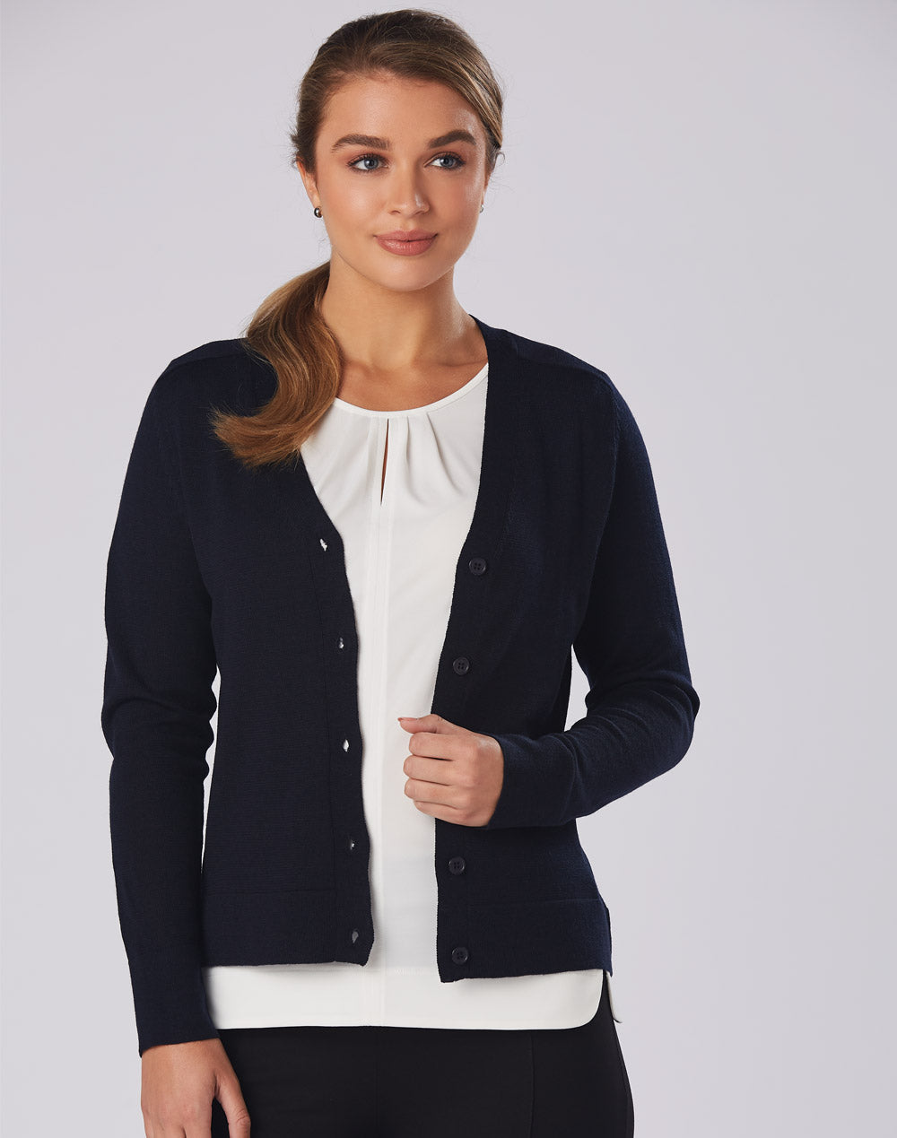 M9602 Women's V-Neck Long Sleeve Cardigan