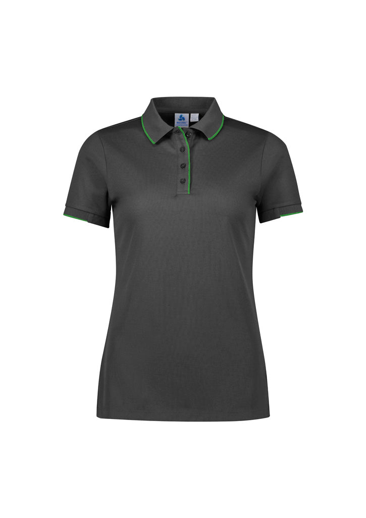 P313LS-Womens Focus Short Sleeve Polo-Grey/Fluoro Lime