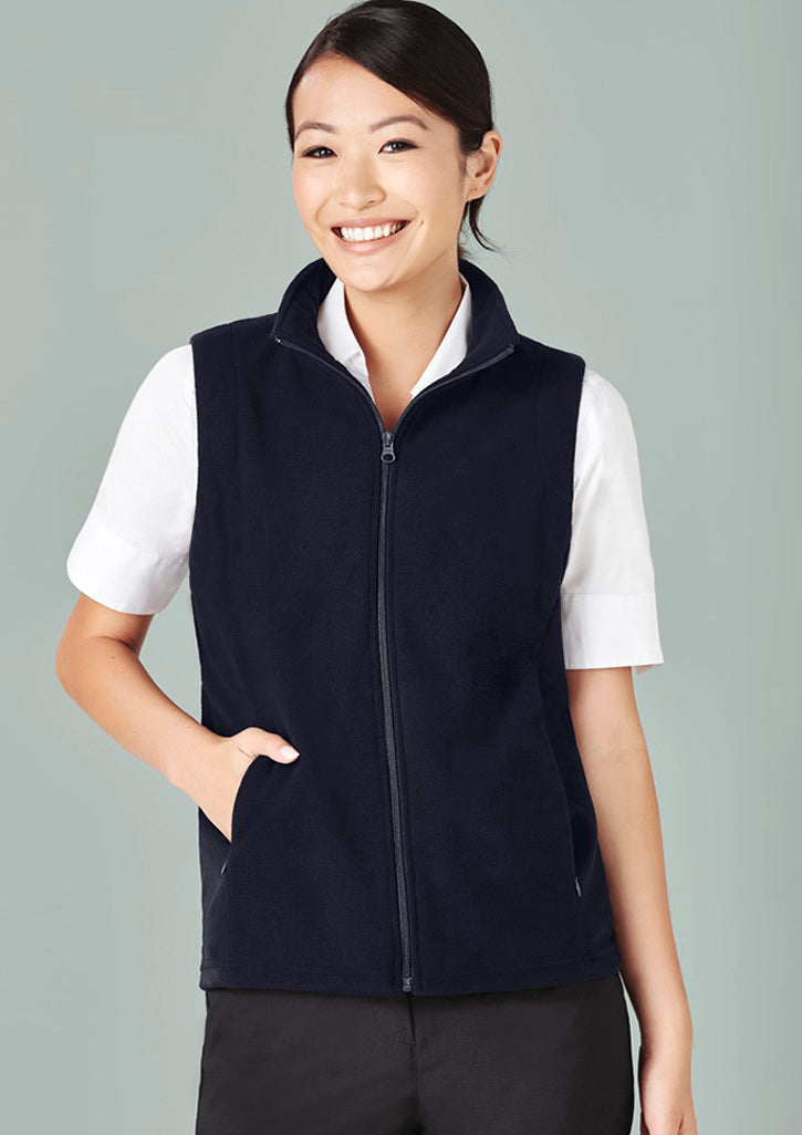 PF905-Ladies Plain Micro Fleece Vest