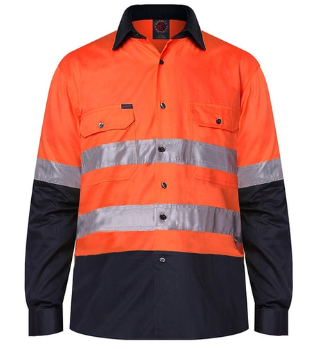 RM1050R-2 Tone Open Front L/S Shirt with 3M 8910 Reflective Tape