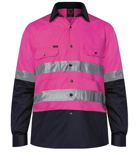 RM1050R-2 Tone Open Front L/S Shirt with 3M 8910 Reflective Tape