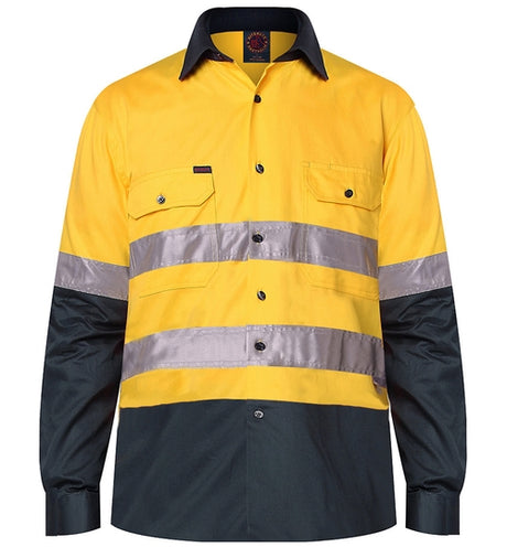 RM1050R-2 Tone Open Front L/S Shirt with 3M 8910 Reflective Tape