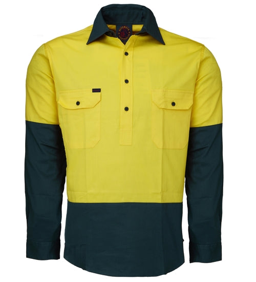 RM105CF -2 Tone Closed Front L/S Shirt