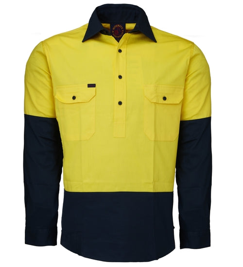RM105CF -2 Tone Closed Front L/S Shirt