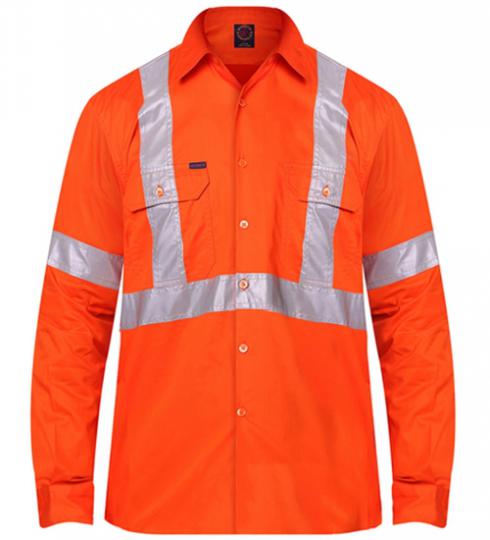 RM106XR-Open Front L/S Shirt with "X" Back 3M 8910 Reflective Tape