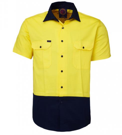 RM107V2S-2 Tone Vented Light Weight Open Front S/S Shirt