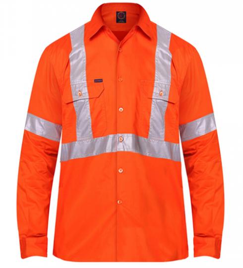 RM109VXR-Vented Light Weight Open Front L/S Shirt with "X" Back 3M 8910 Reflective Tape