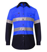 RM208V2R-Ladies 2 Tone Vented Light Weight Open Front L/S Shirt with 3M 8910 Reflective Tape
