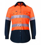 RM208V2R-Ladies 2 Tone Vented Light Weight Open Front L/S Shirt with 3M 8910 Reflective Tape